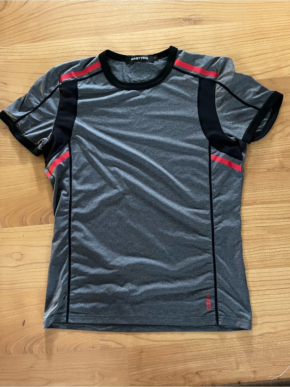 Nasty Pig Gray Short-Sleeve Athletic Tee with Red Accents